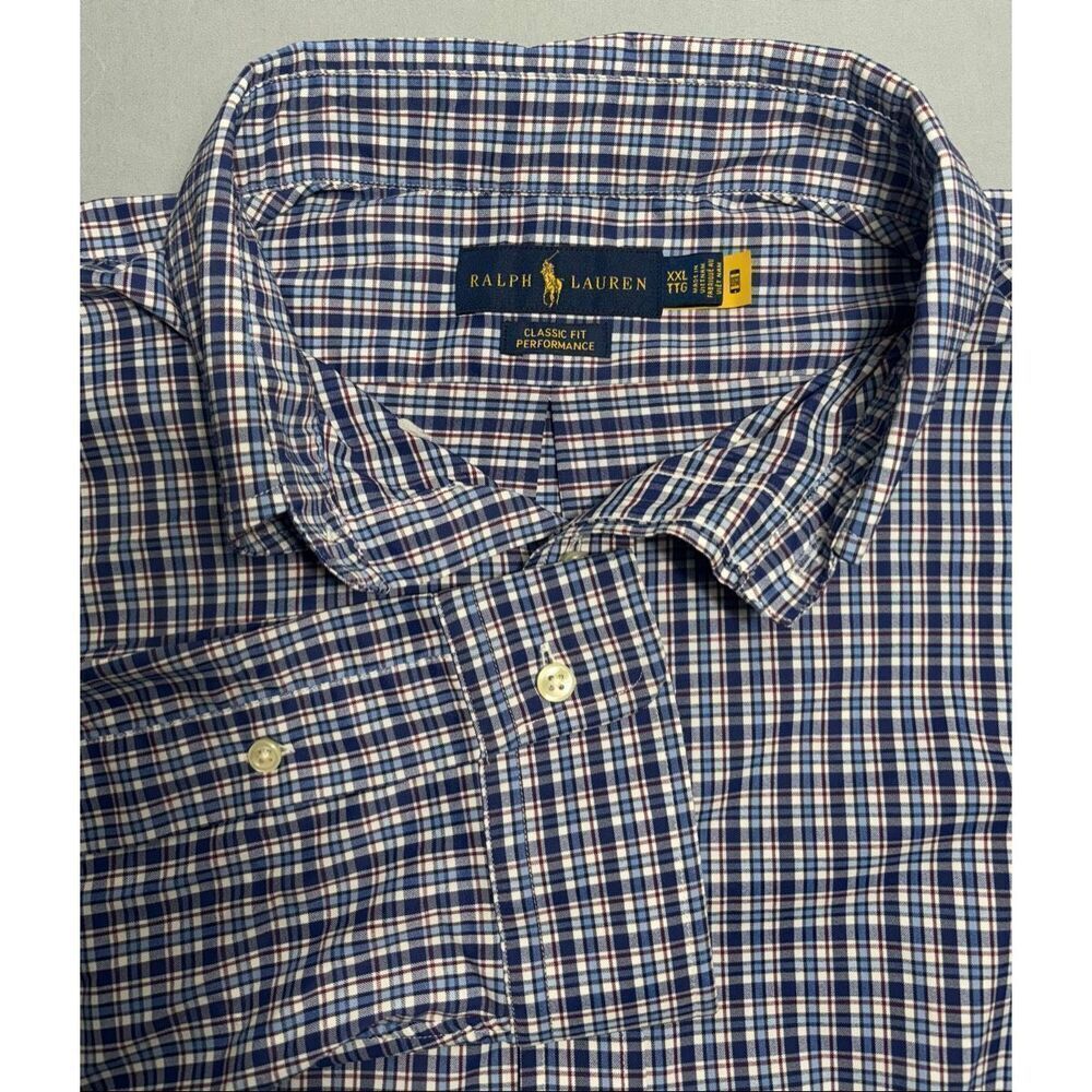 Polo Ralph Lauren Dress Shirt Men 2XL XXL TTG Performance Fit Nylon Blend Blue